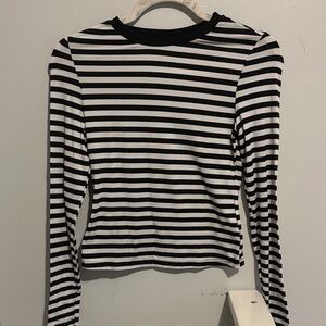 SHEIN Monochrome Striped Long Sleeve Tee